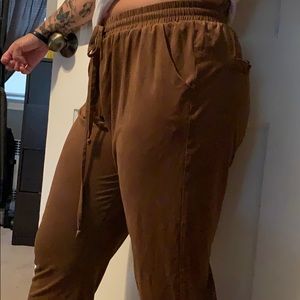 Suede brown casual pants